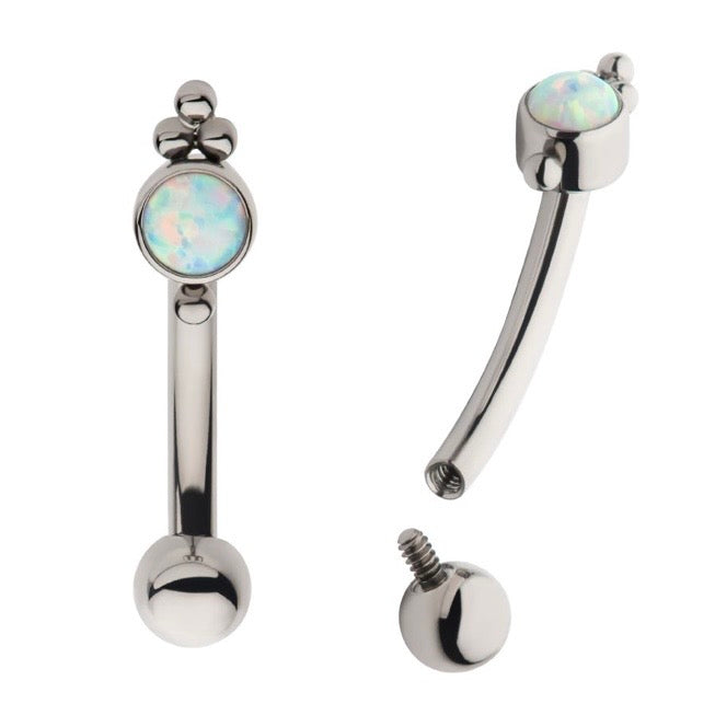 Opal Tri-Bead Curved Barbell