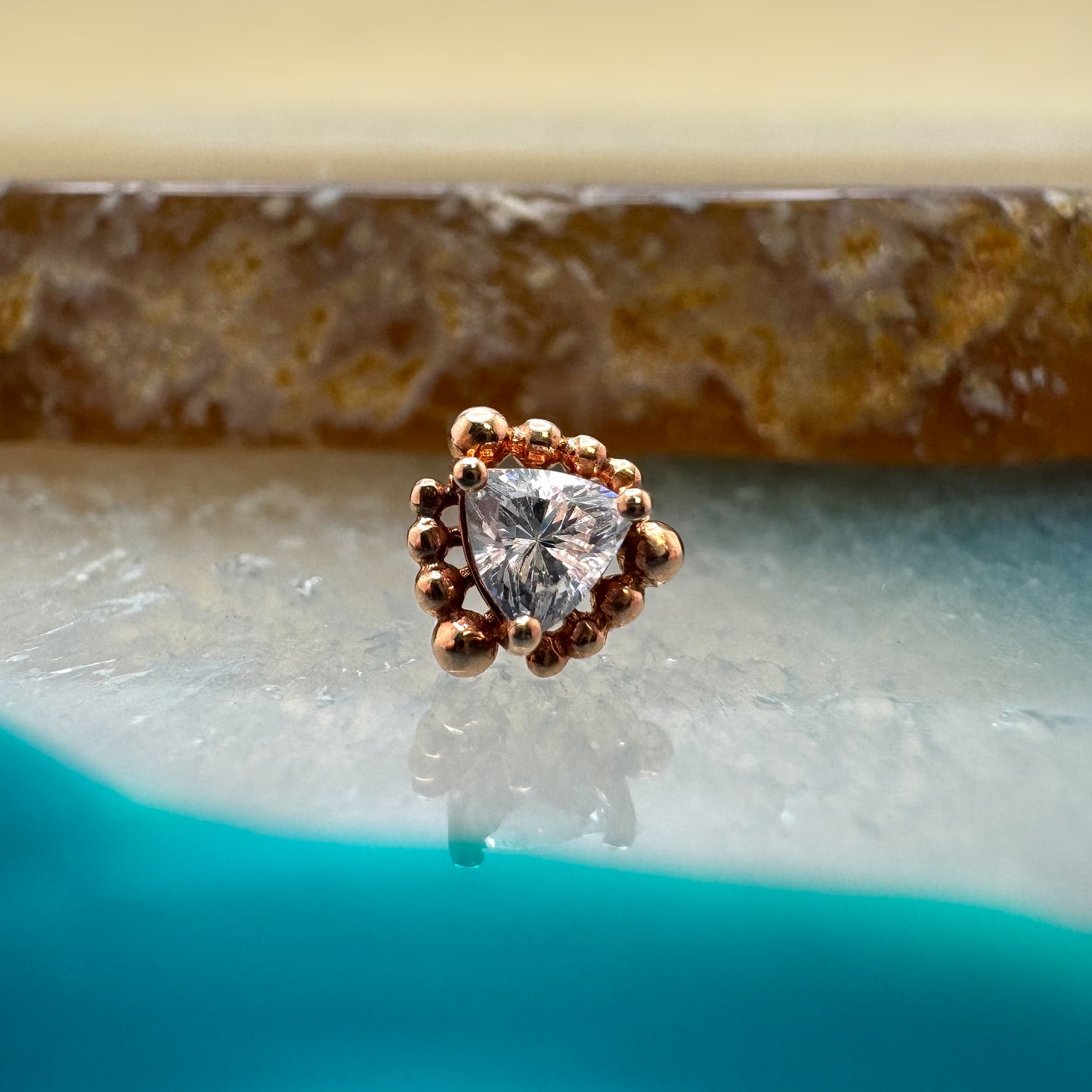 14K Beaded Trillion