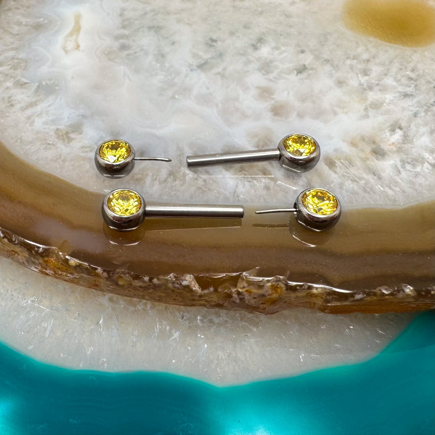 Straight Barbell with Flat Gem Ends