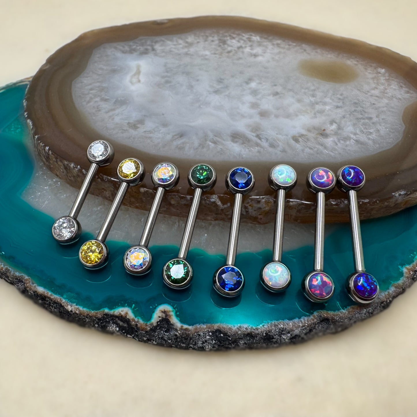 Straight Barbell with Flat Gem Ends