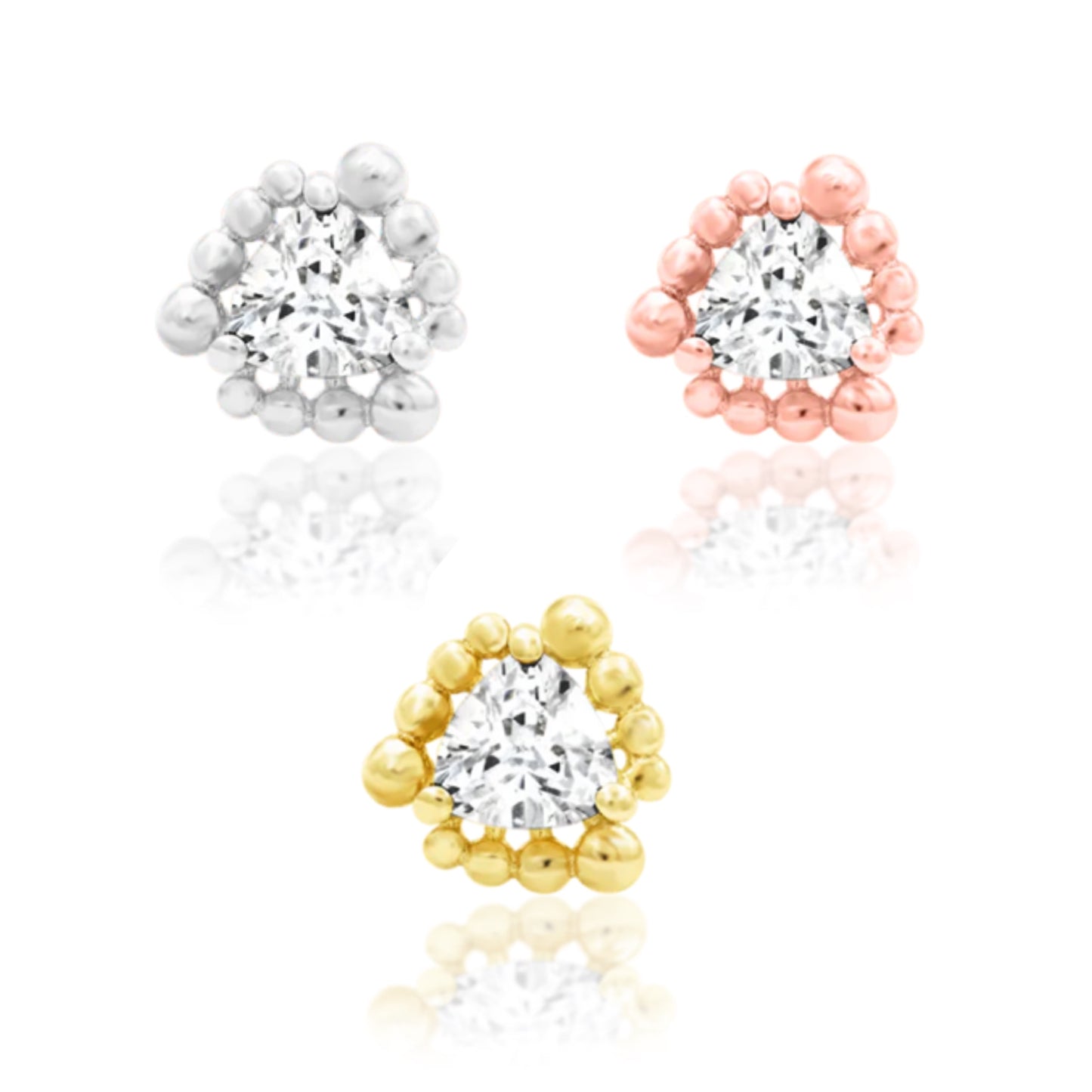 14K Beaded Trillion