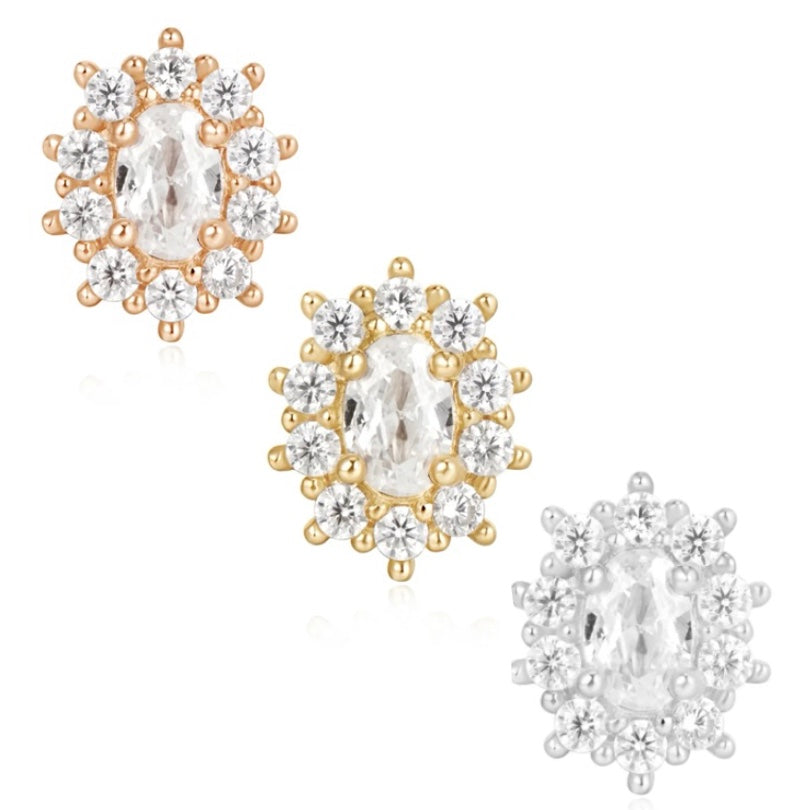 14K Oval Halo