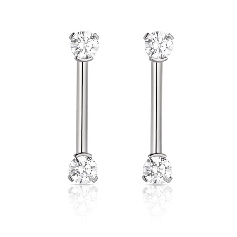 Straight Barbell with Prong Set CZ Ends