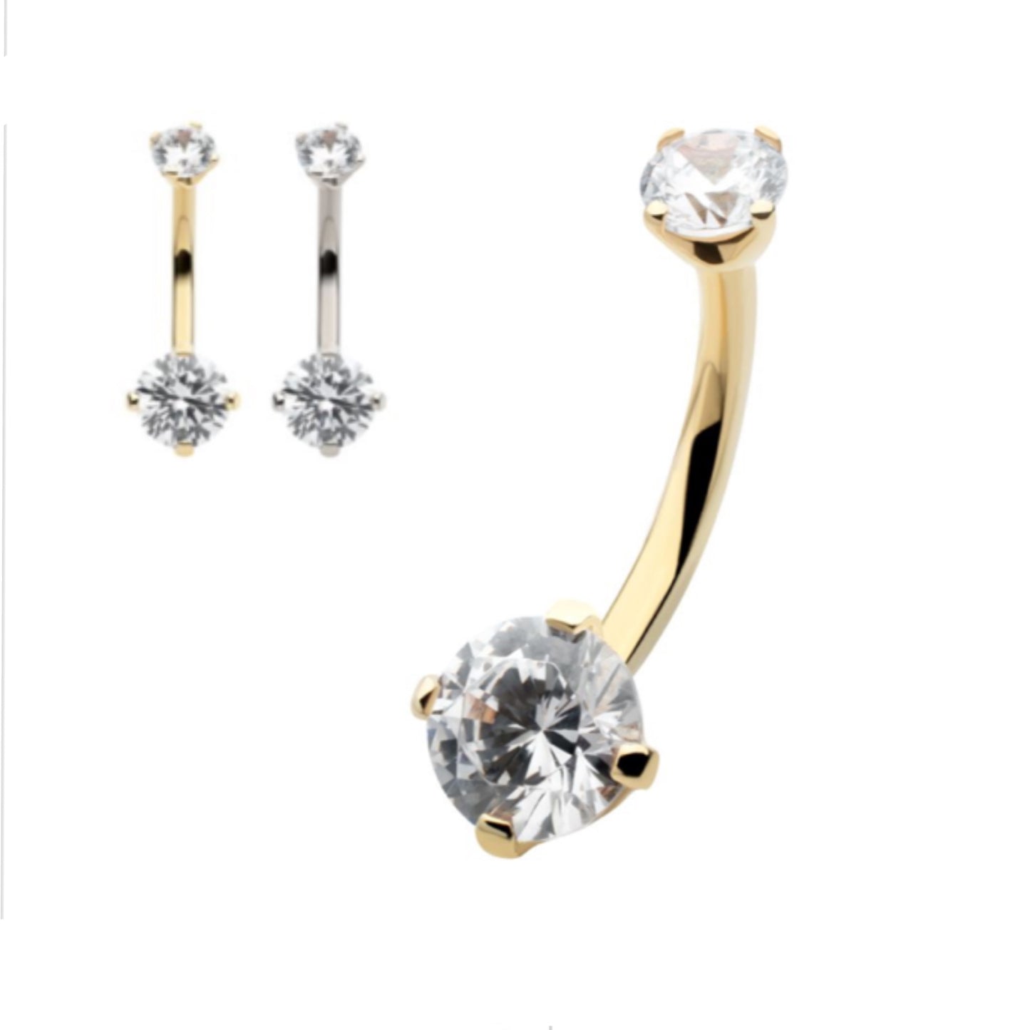14K Prong Set CZ Navel