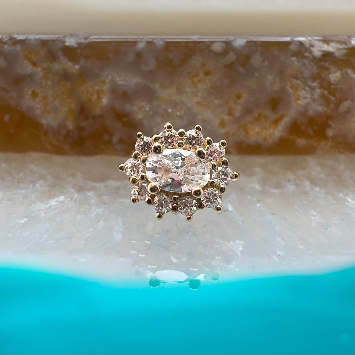 14K Oval Halo