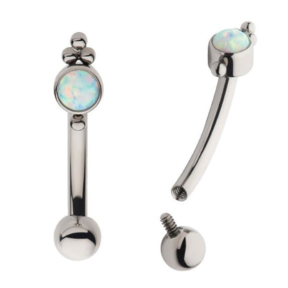 Opal Tri-Bead Curved Barbell