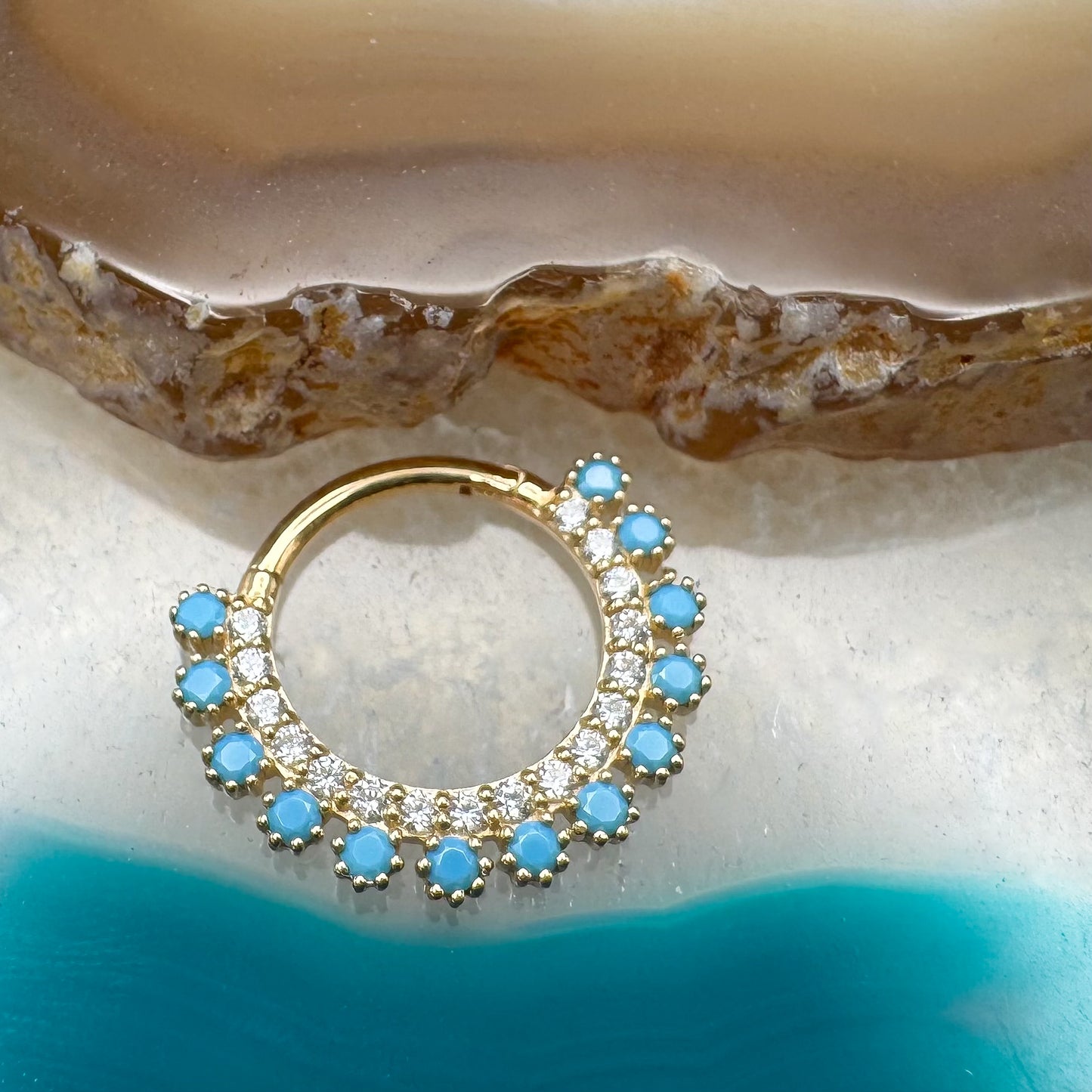 14K Turquoise Clicker