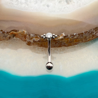 Tri-Bead CZ Curved Barbell