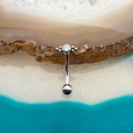 Tri-Bead CZ Curved Barbell
