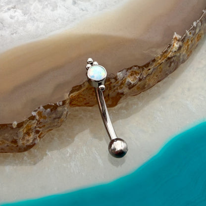 Opal Tri-Bead Curved Barbell