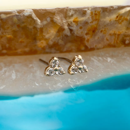 14K Mini CZ Trio End
