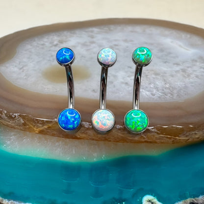 Bezel Set Opal Navel Curve