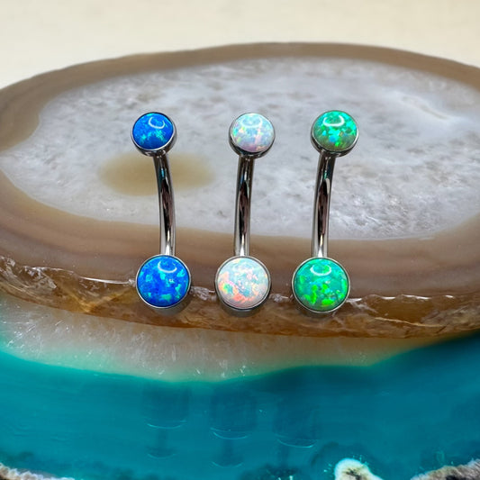 Bezel Set Opal Navel Curve
