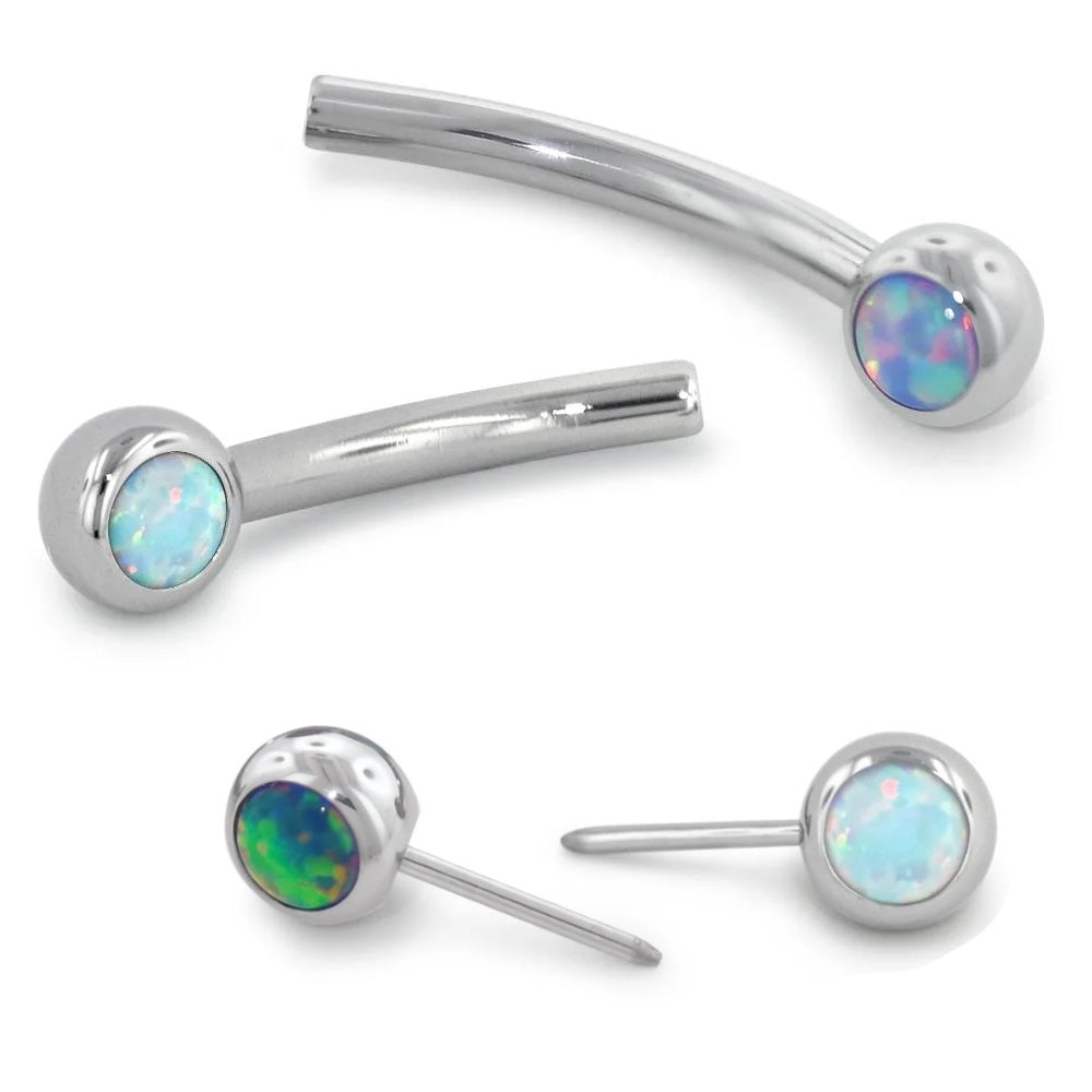 Threadless Curved Barbell With Opal Ends