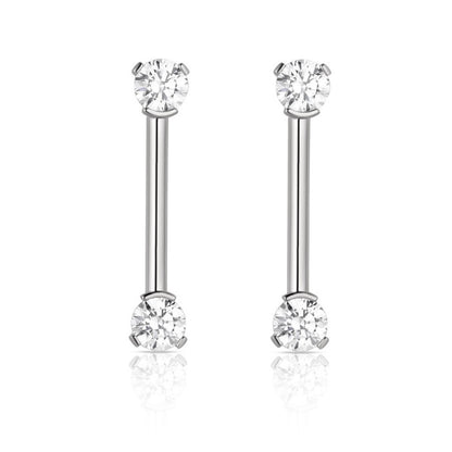 Straight Barbell with Prong Set CZ Ends