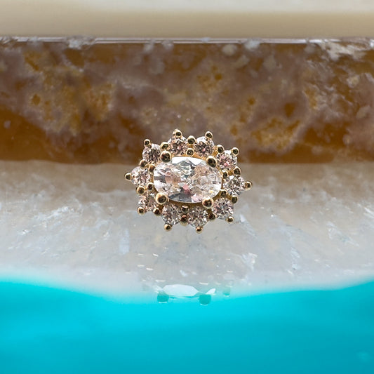 14K Oval Halo