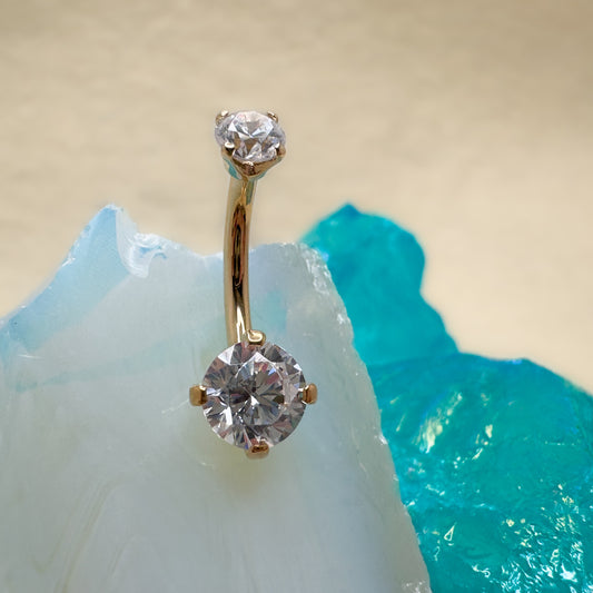 14K Prong Set CZ Navel