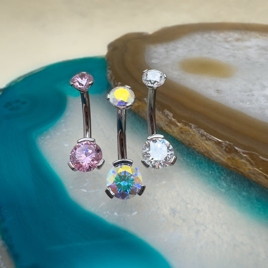 Prong Set CZ Navel Curve